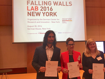 DBMI Research Associate Oren Miron (left) is shown with fellow winners Ya-El Mandel-Portnoy (center) and Heather Painter (right)