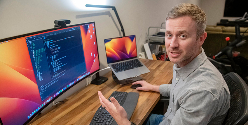 Senior author Andrew Beam at computer